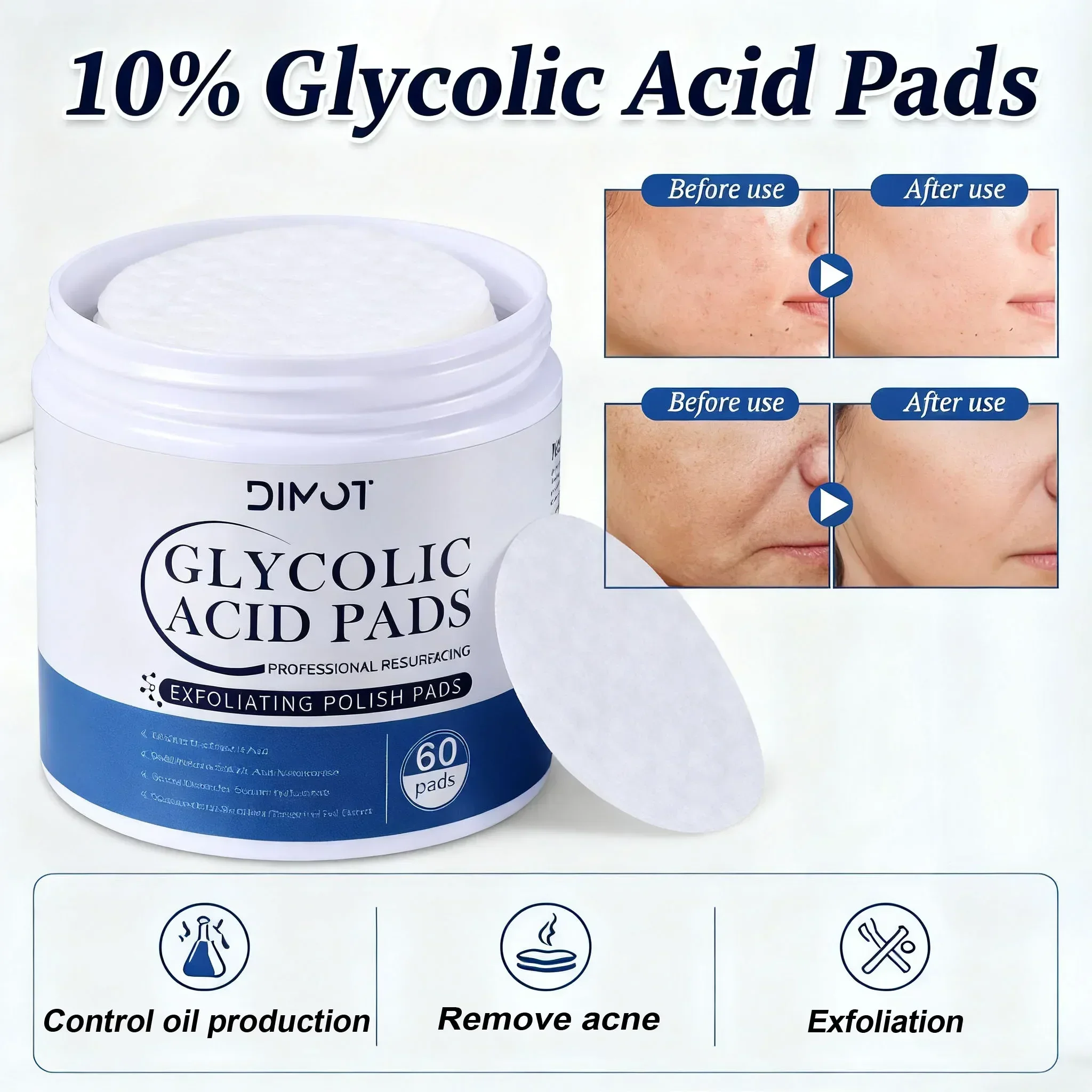 Glycolic Acid Exfoliant - Glikolik Asitli Gözenek Temizleyici Pedler (60